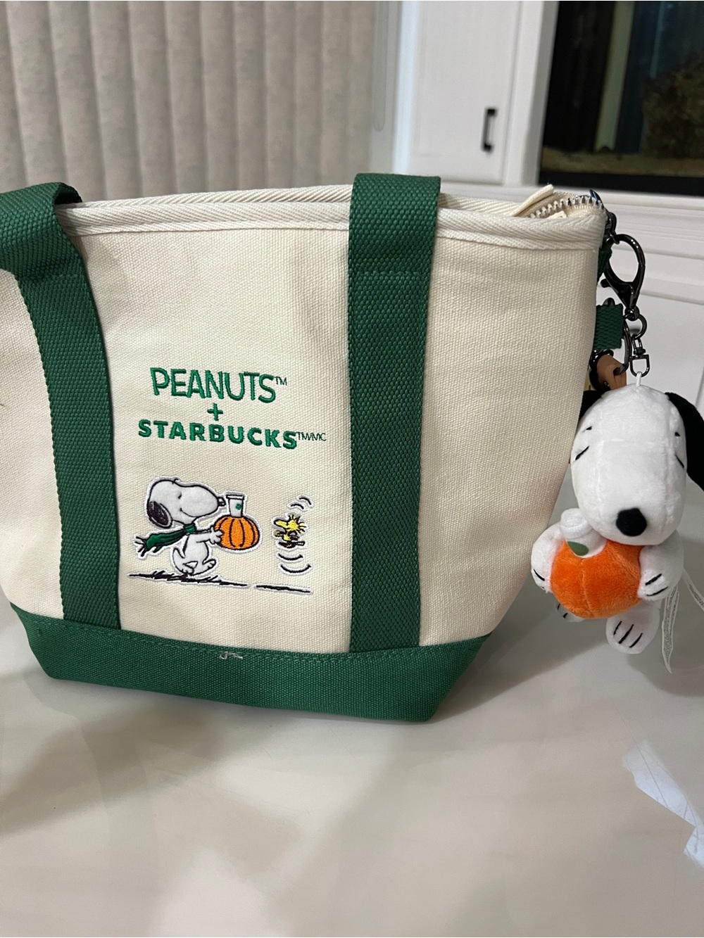 Peanuts x Starbucks Canvas Tote Bag with Snoopy Charm
